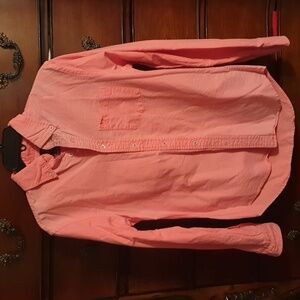 American Eagle Outfitters Neon Peach Button Down Top sz XS